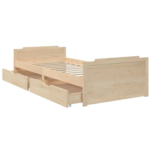 drewniane łóżko z szufladami naturalne Haver