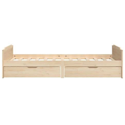 drewniane naturalne łóżko z szufladami Haver