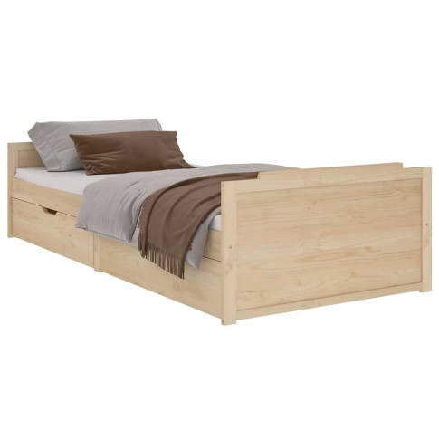 sosnowe naturalne łóżko z szufladami Haver