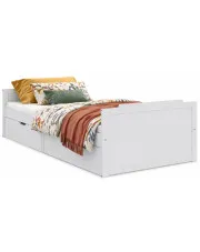 Białe sosnowe pojedyncze łóżko z szufladami 90x200 - Kamos w sklepie Edinos.pl