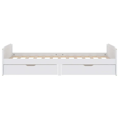 drewniane białe łóżko z szufladami Haver