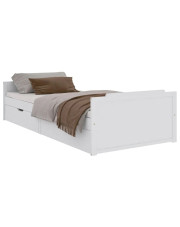 Białe sosnowe pojedyncze łóżko z szufladami 90x200 - Haver w sklepie Edinos.pl