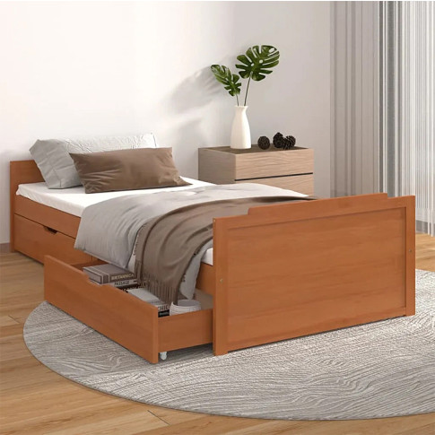 aranżacja z drewnianym łóżkiem miodowy brąz Haver