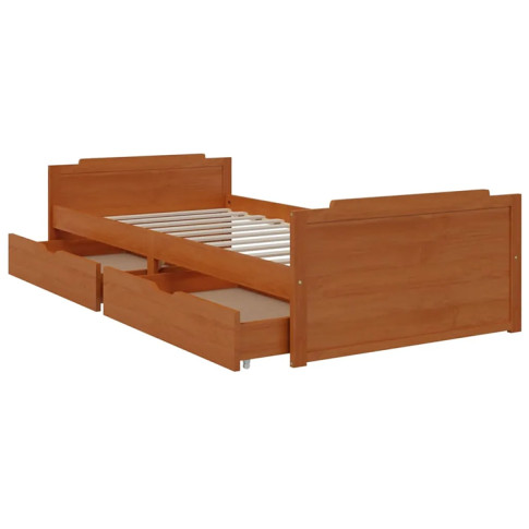 drewniane łóżko z szufladami miodowy brąz Haver