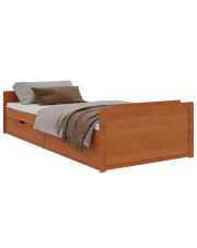 Drewniane łóżko z szufladami miodowy brąz 90x200 - Haver w sklepie Edinos.pl