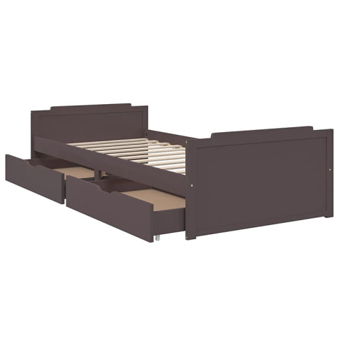 drewniane łóżko z szufladami ciemny brąz Haver