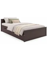 Łóżko drewniane z szufladami ciemny brąz 90x200 - Kamos w sklepie Edinos.pl