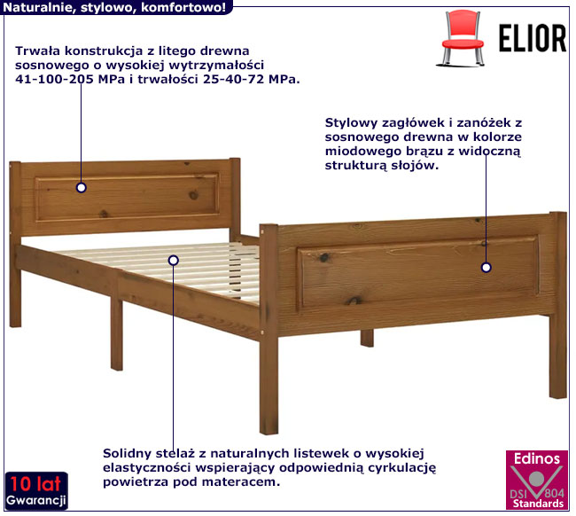 sosnowe łóżko miodowy brąz Tangle 3X