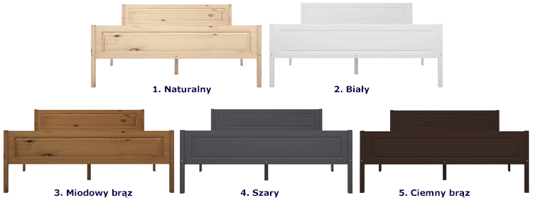 kolory drewnianego łóżka 140x200 Tangle 5X