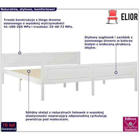 Drewniane łóżko w kolorze białym 180x200 Siran 7X