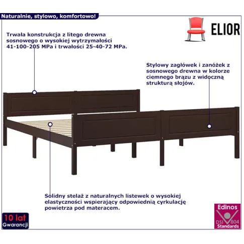 Drewniane łóżko w kolorze ciemny brąz 180x200 Siran 7X