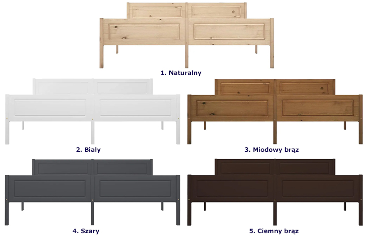 kolory drewnianego łóżka 180x200 Tangle 7X