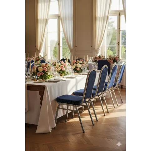 Niebieskie krzesło bankietowe sztaplowane   Rias 3X