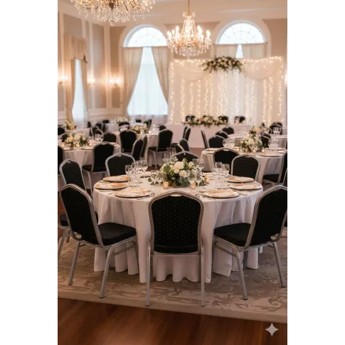 Czarne tapicerowane krzesło bankietowe   Rias 3X