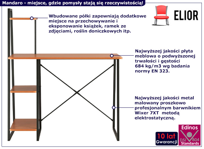 Nowoczesne biurko komputerowe Elian ciemny brąz