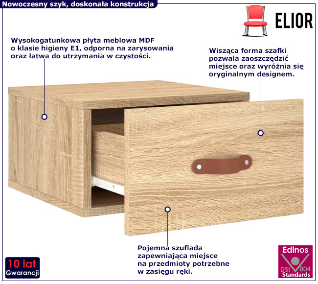 Wisząca szafka nocna Brexi dąb sonoma