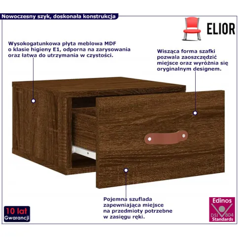 Brązowa szafka nocna ścienna Werx