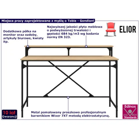 Biurko z metalowym stelażem Gondion dąb sonoma