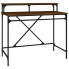 Industrialne metalowe biurko 100 cm z nadstawką brązowy dąb - Gondion
