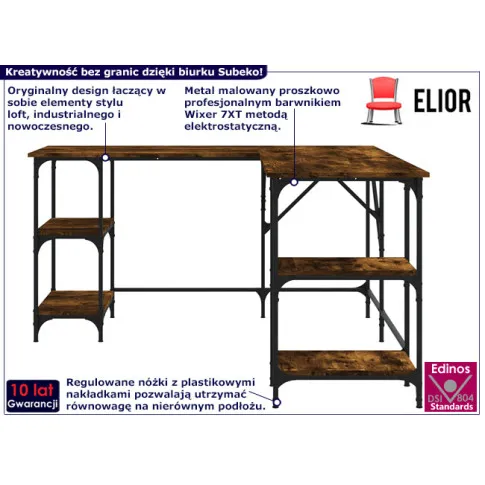 Nowoczesne biurko Subeko przydymiony dąb