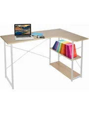 Metalowe biurko narożne z półkami - Ikko w sklepie Edinos.pl