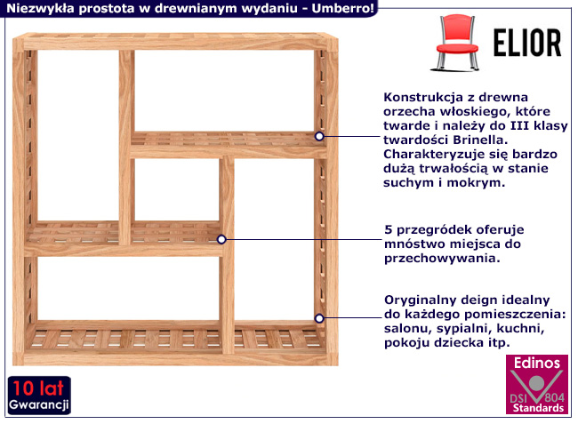 Wiszący regał z drewna orzecha włoskiego Umberro