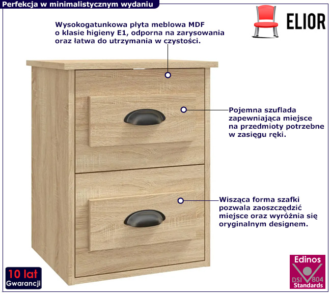 Wisząca szafka nocna Topix dąb sonoma