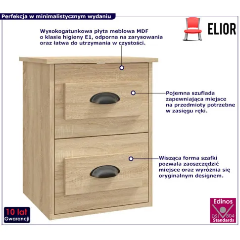 Wisząca minimalistyczna szafka Norx dąb sonoma