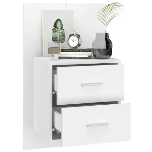Biała szafka nocna z szufladami Roxe