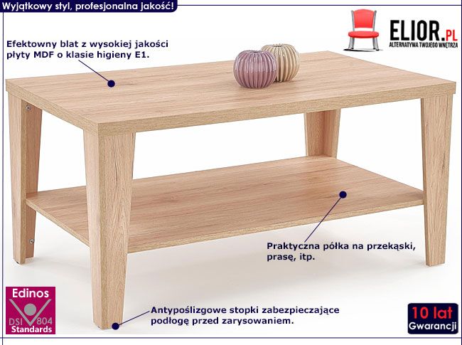 Prostokątna ława dąb sonoma Sarea 3X