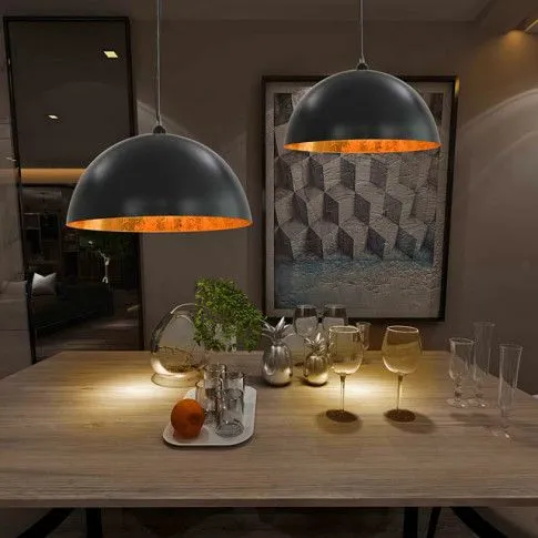 Fotografia Czarno-złote lampy wiszące nad stół 2 sztuki - EX105-Fiton z kategorii Lampy wiszące
