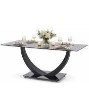 Czarny nowoczesny szklany stół - Tyfrox w sklepie Edinos.pl