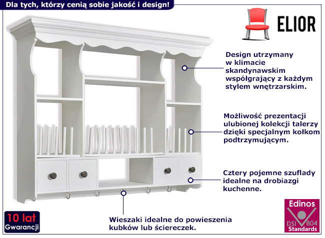 Biała wisząca szafka kuchenna Orelia