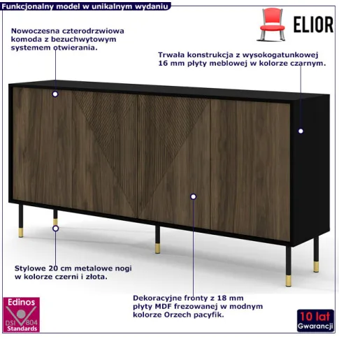 Komoda do salonu czarny orzech pacyfik Sablo 3X