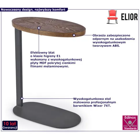 Fotografia Owalny stolik pomocniczy w kolorze orzech - Vertis z kategorii Ławy i stoliki