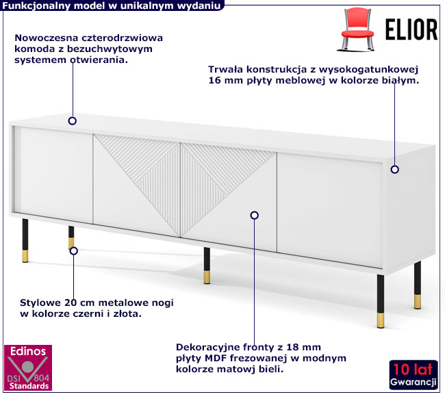 biała frezowana szafka rtv Nadia 4X
