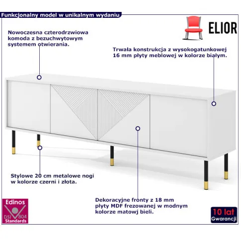 Długa szafka pod TV biała Sablo 4X