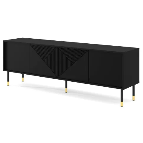 Frezowana czarna szafka rtv Sablo 4X