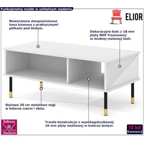 Dwupoziomowy biały stolik kawowy Sablo 5X