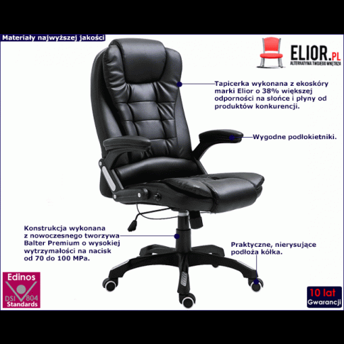 Fotografia Czarny fotel obrotowy z podłokietnikami - Loker z kategorii Pracownia i biuro