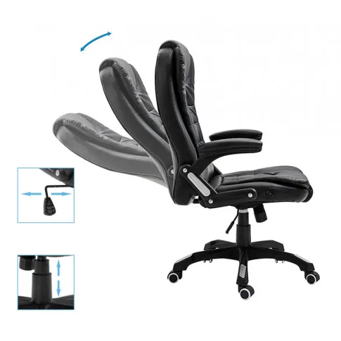 Szczegółowe zdjęcie nr 6 produktu Czarny fotel obrotowy z podłokietnikami - Loker