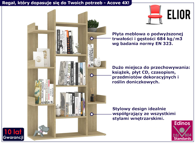 Regał na książki Forner 4X kolor dąb sonoma