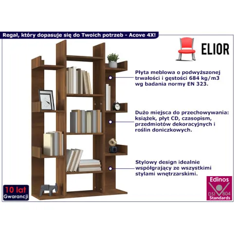 Otwarty regał na książki Acove 4X kolor brązowy dąb