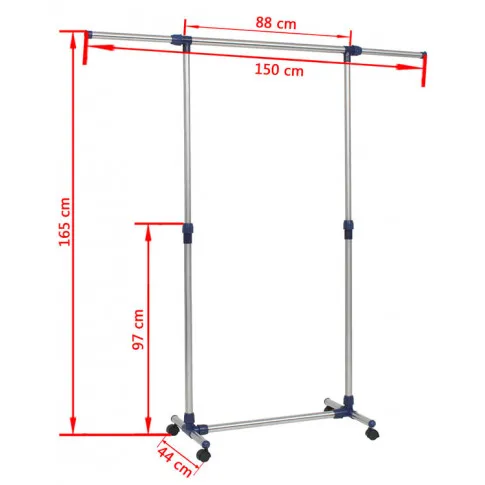 Szczegółowe zdjęcie nr 5 produktu Srebrny mobilny wieszak na ubrania - Engero