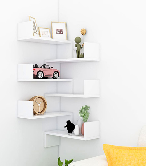 Wizualizacja zestawu 2 półek Fiordes kolor biały