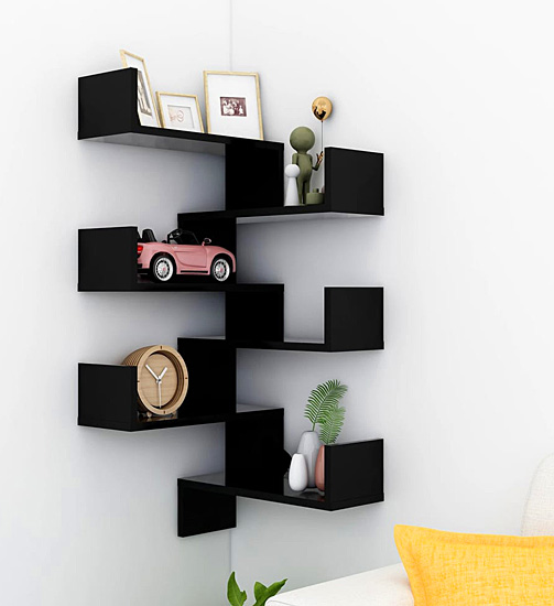 Wizualizacja zestawu 2 półek Fiordes kolor czarny