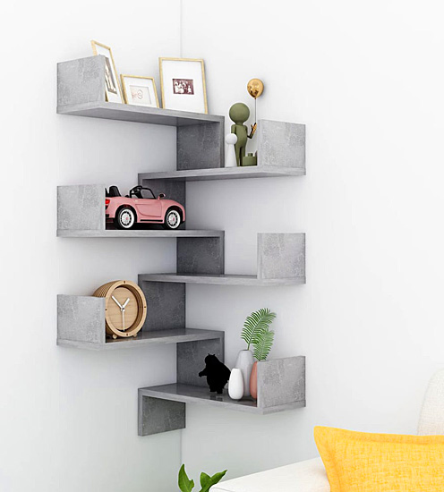 Wizualizacja zestawu 2 półek Fiordes kolor beton