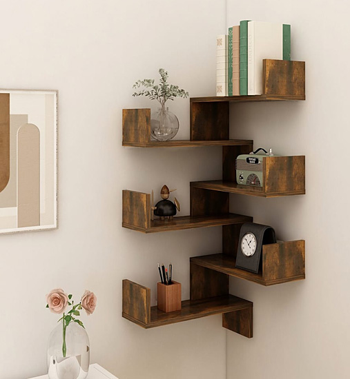 Wizualizacja zestawu 2 półek Fiordes kolor przydymiony dąb