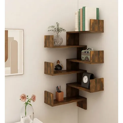 Wizualizacja półki narożnej Ejnori kolor przydymiony dąb