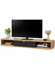 Wisząca szafka rtv dąb artisan + czarny - Calmero w sklepie Edinos.pl